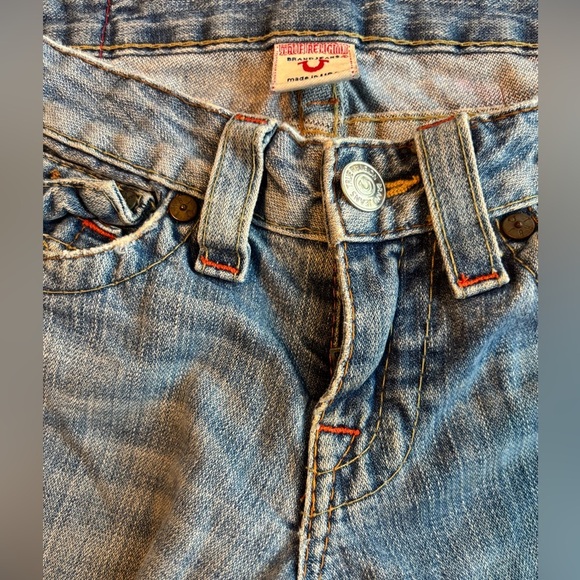 True Religion Denim Jeans Flower Embroidered Back Pocket Flare Boot Cut Size 27 - Picture 5 of 7